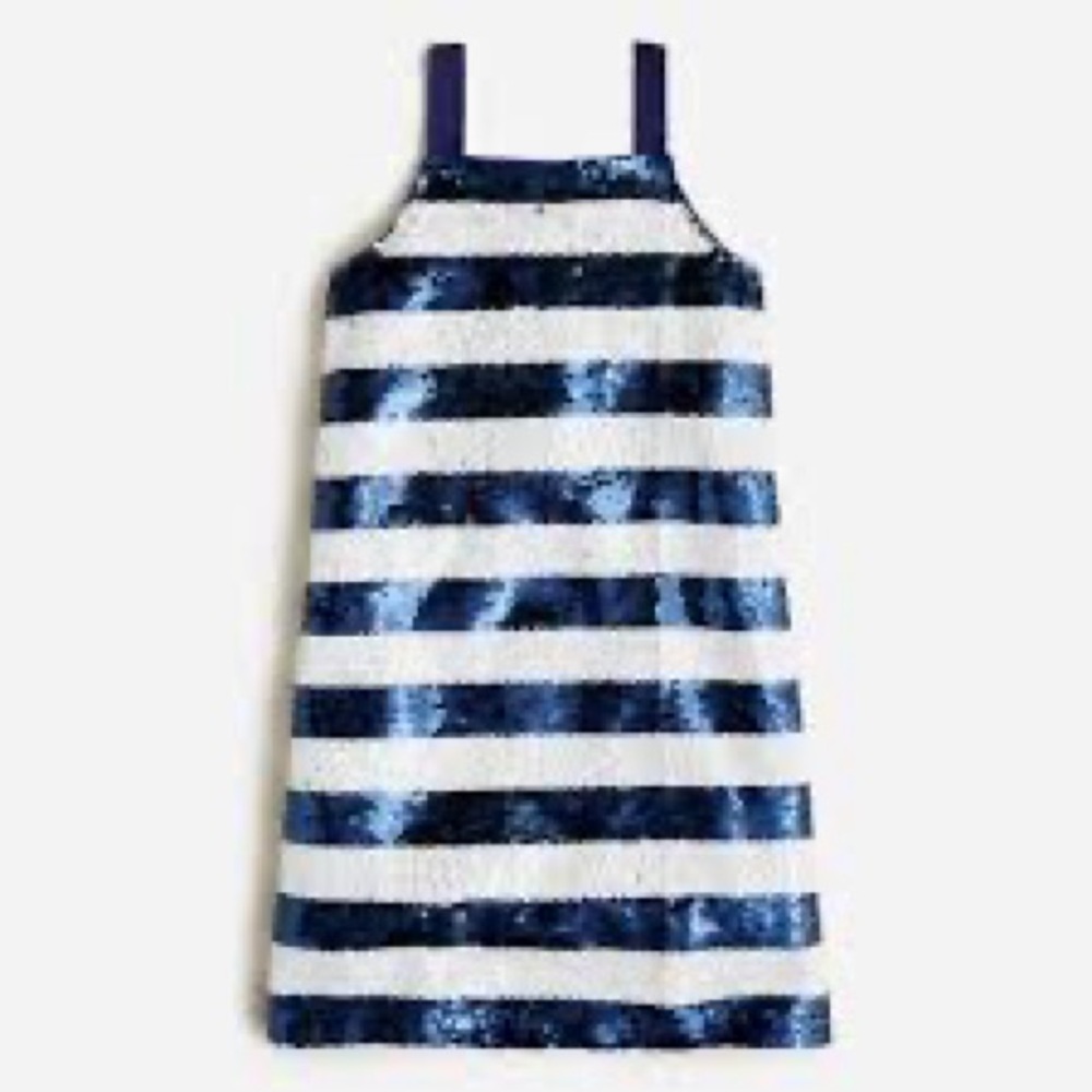 Crewcuts J. Crew Navy and White Sequin Striped Dress 6
